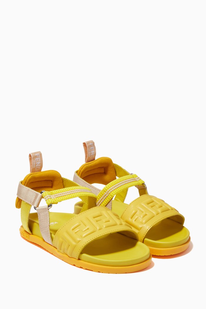 

FF Monogram Sandals in Textile, Yellow