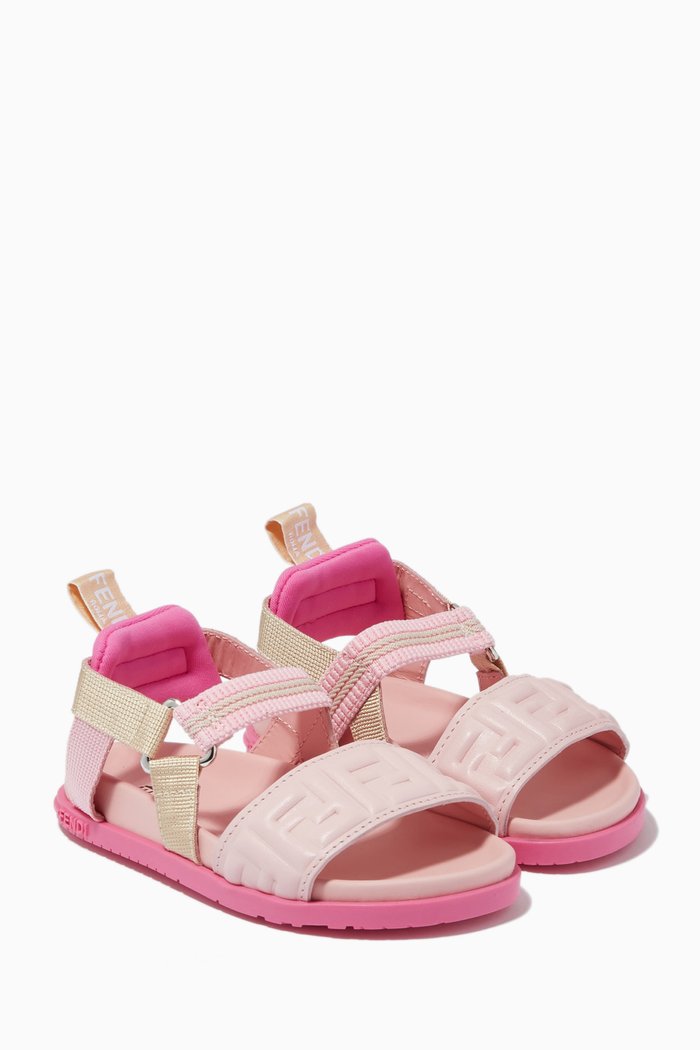 

FF Monogram Sandals in Textile, Pink