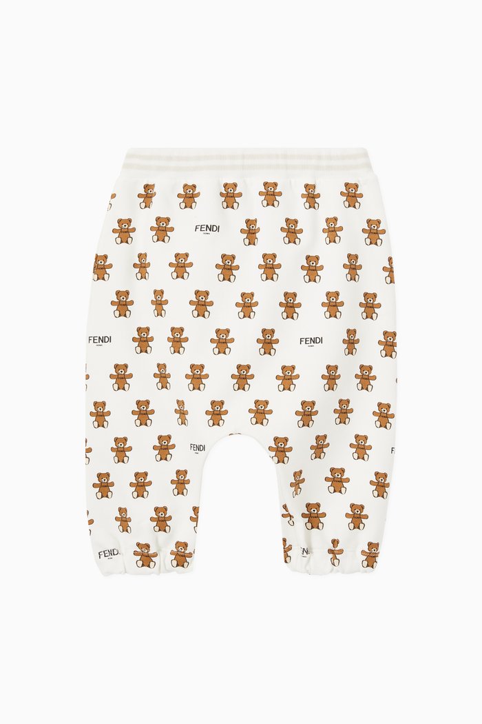 

Teddy Bear Print Sweatpants in Cotton Jersey, White