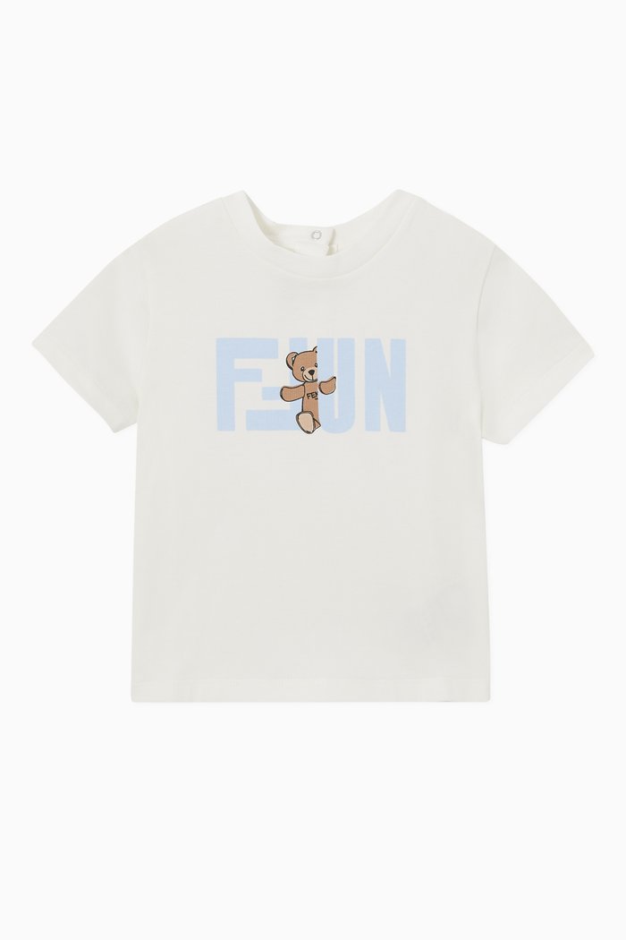

Teddy Bear Logo T-shirt in Cotton Jersey, White