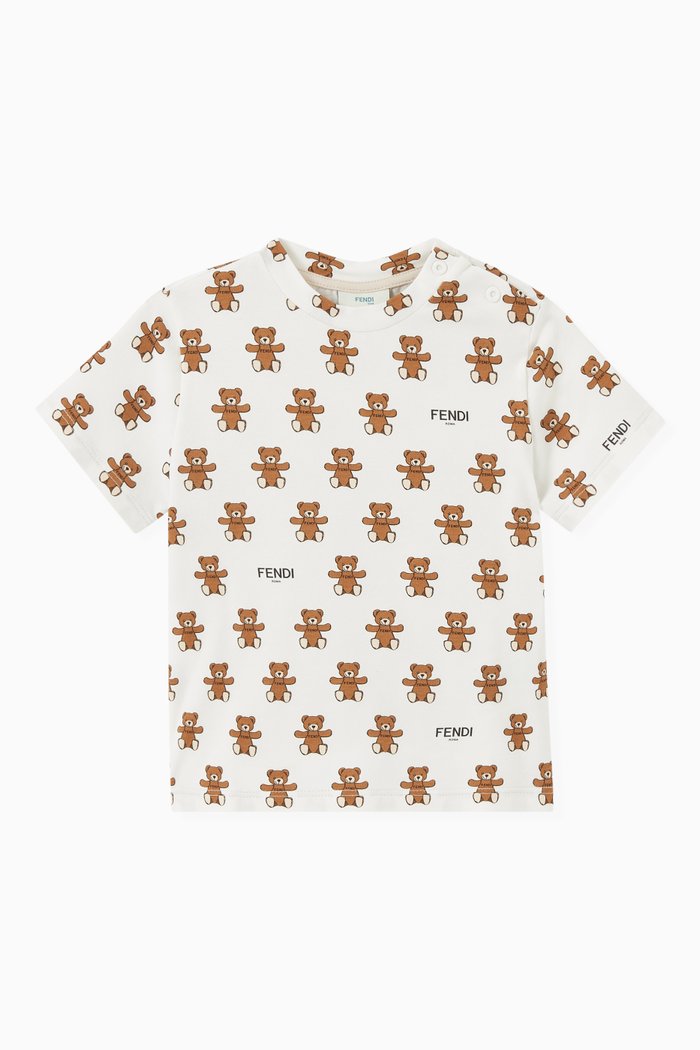 

Allover Teddy Print in Cotton Jersey, White