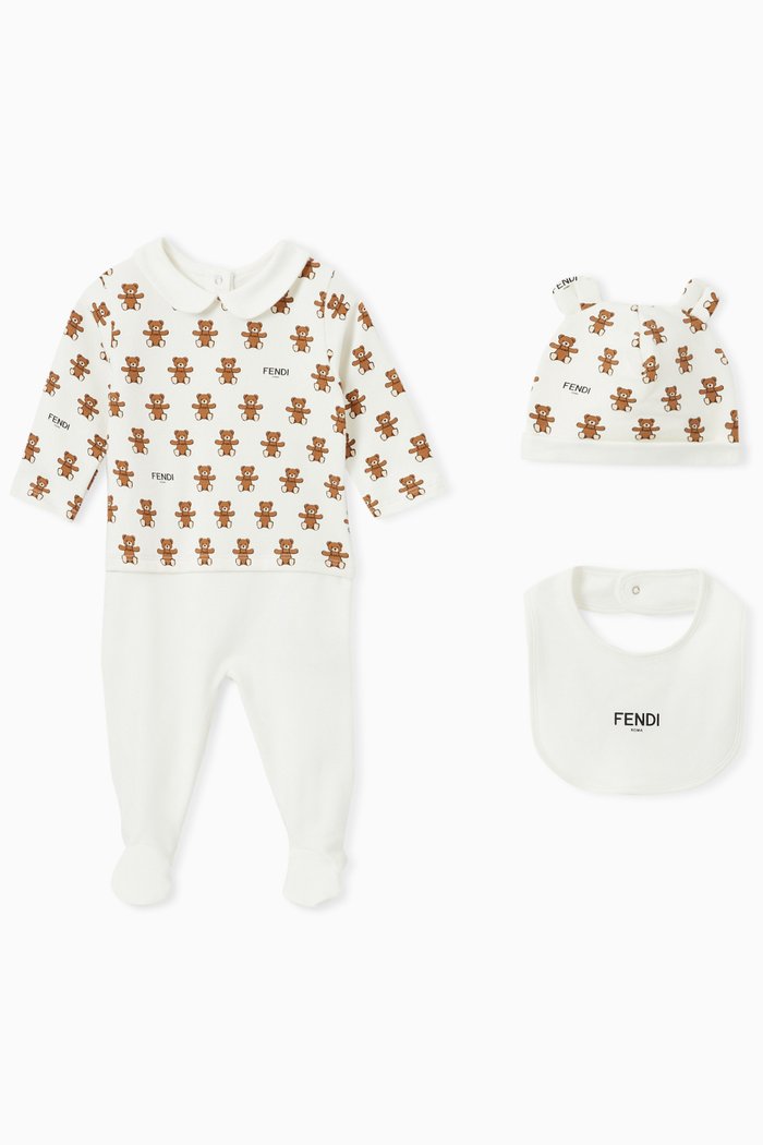 

Teddy Print Pyjama Set in Cotton Jersey, Multicolour