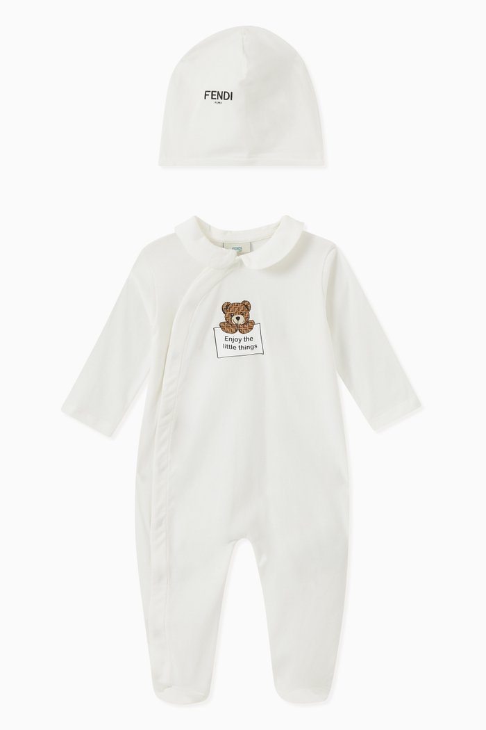 

Teddy Print Pyjama Set in Jersey, White