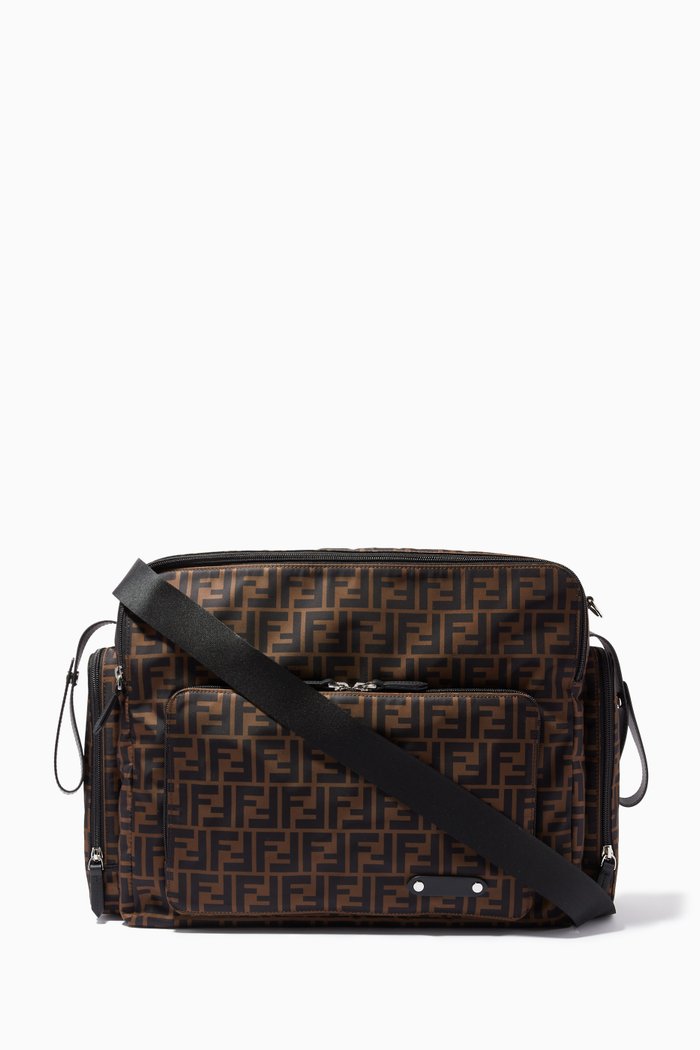 

FF Logo Diaper Bag in Nylon, Brown