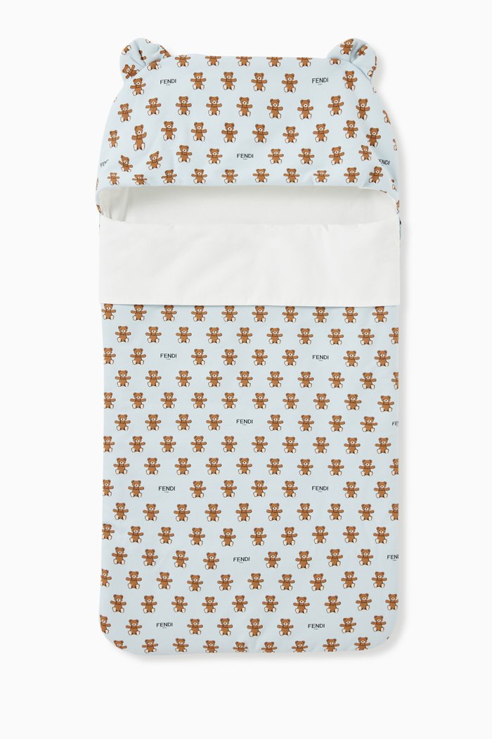 

Teddy Bear Print Sleeping Bag in Stretch Cotton, Green