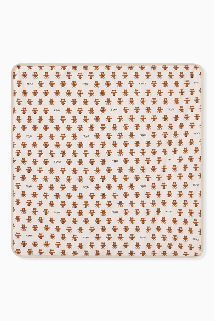 

Teddy Bear Print Baby Blanket in Cotton, Pink
