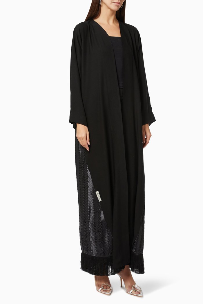 

Tassel Trim Abaya, Black