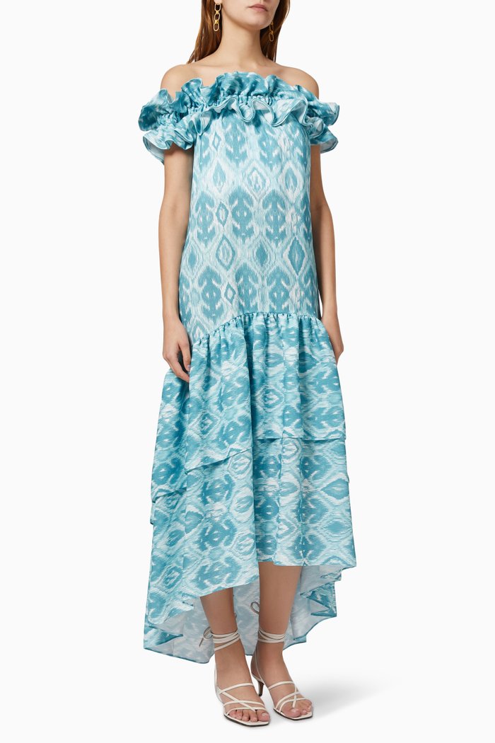 Escondida Dress in Linen, Blue