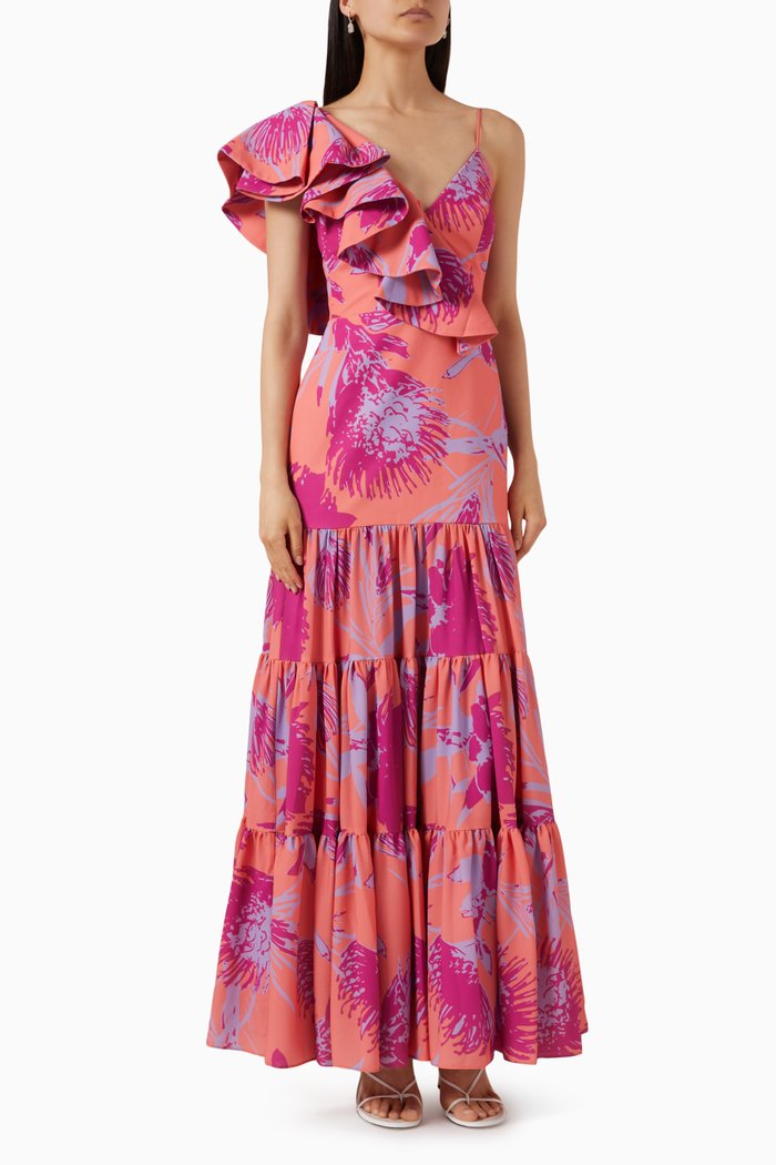 

Aracea Tiered Maxi Dress in Viscose, Multicolour