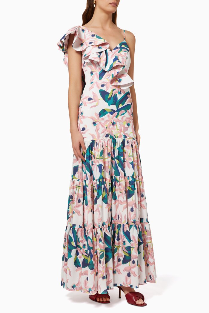 

Aracea Tiered Maxi Dress in Viscose, White