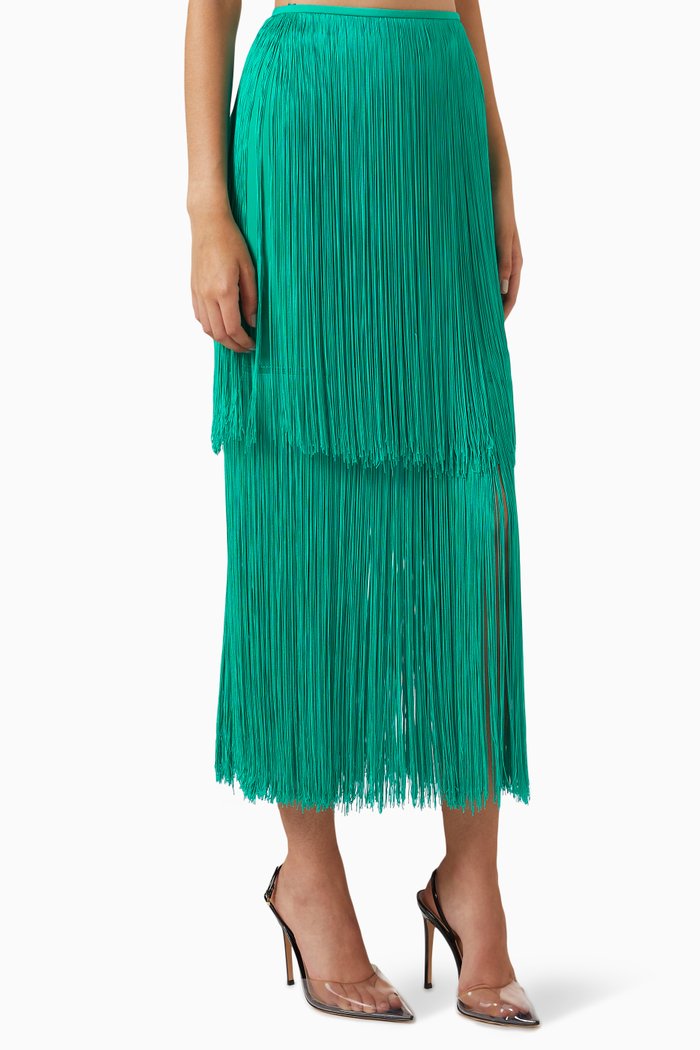 

Sol Fringe Skirt in Viscose, Green