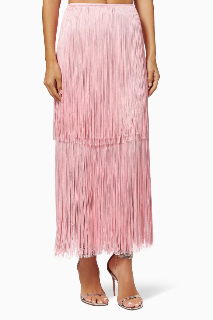 

Sol Fringe Skirt in Viscose Blend, Pink