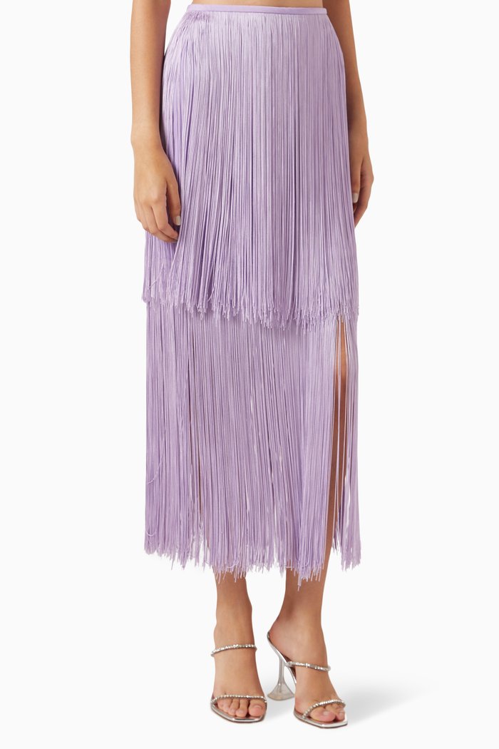 

Sol Fringe Skirt in Viscose, Purple