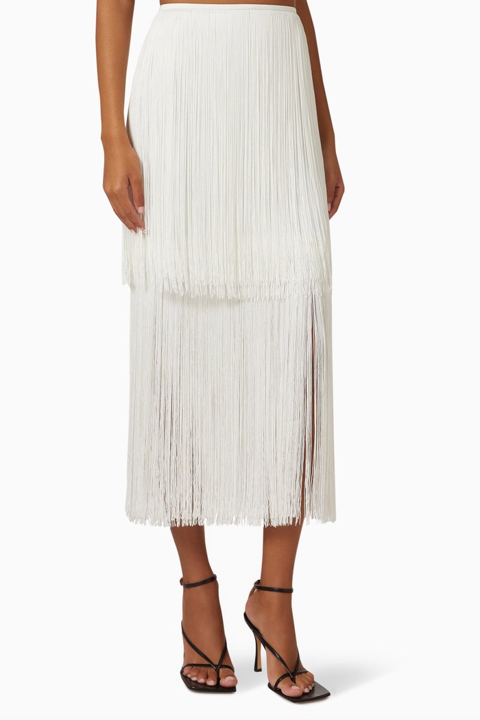 

Sol Fringe Skirt in Viscose, White