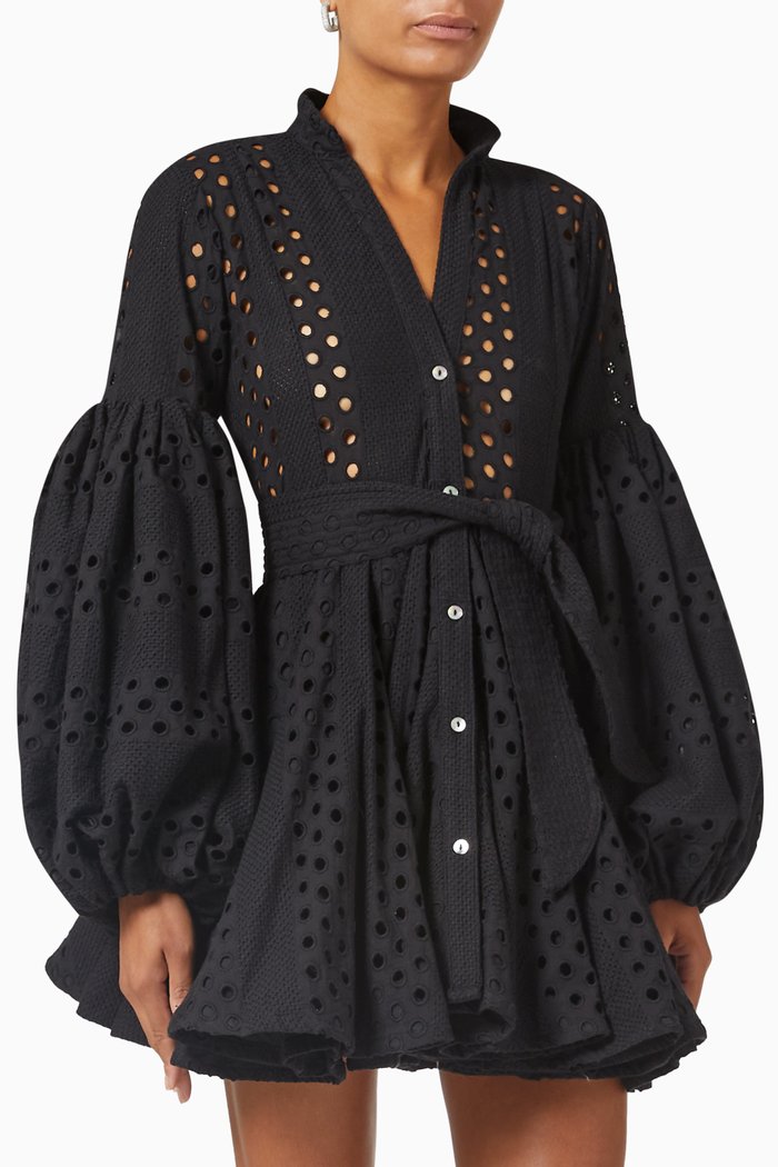 

Carta y Letra Mini Dress in Cotton, Black