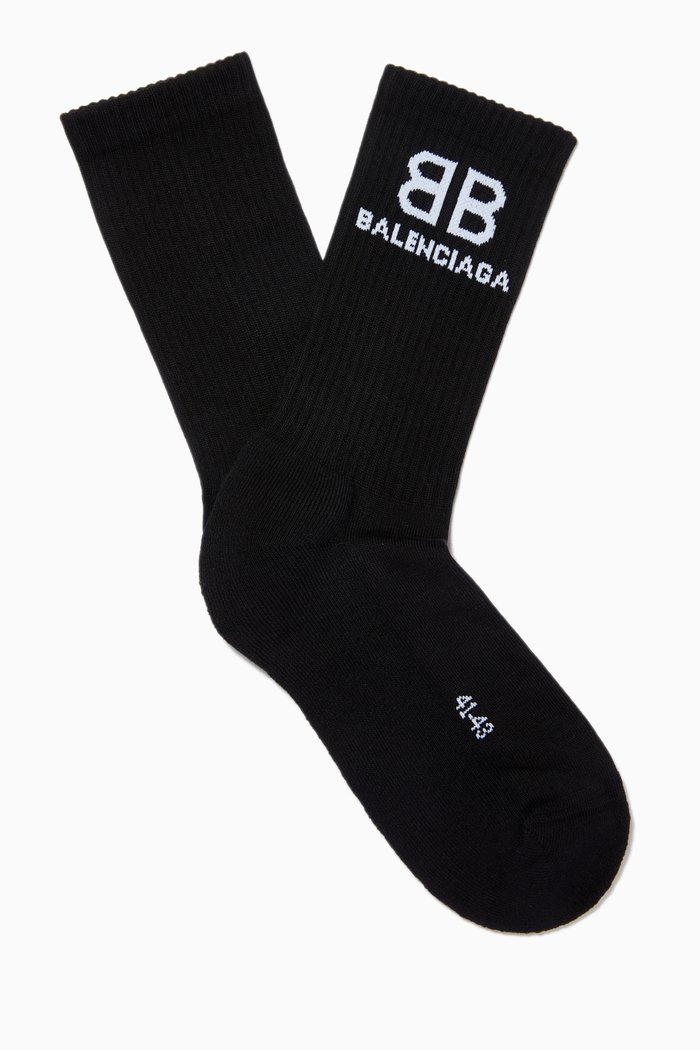 BB Tennis Socks in Cotton Knit, Black