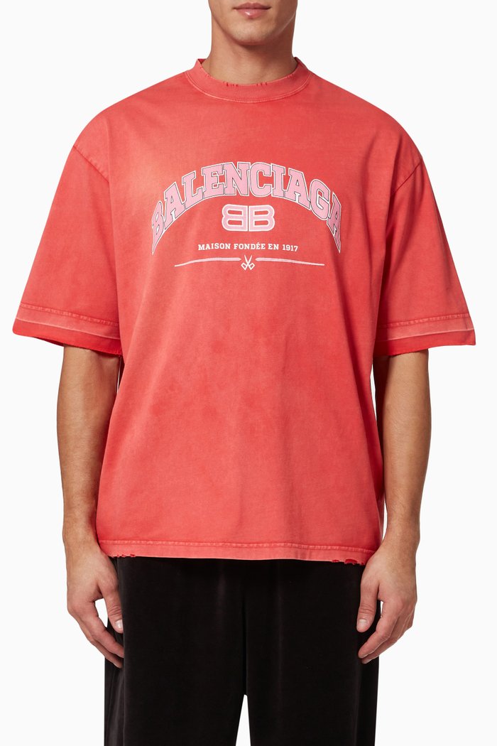 

Maison Balenciaga Medium Fit T-shirt in Organic Vintage Jersey, Red