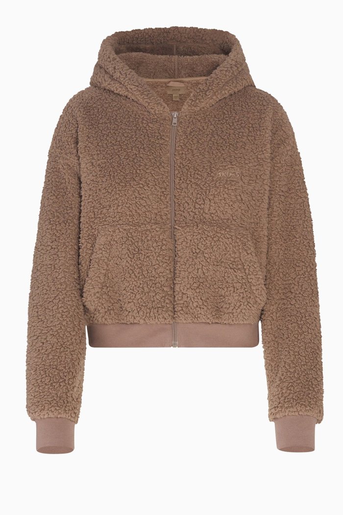 Teddy Zip Up Hoodie, Brown