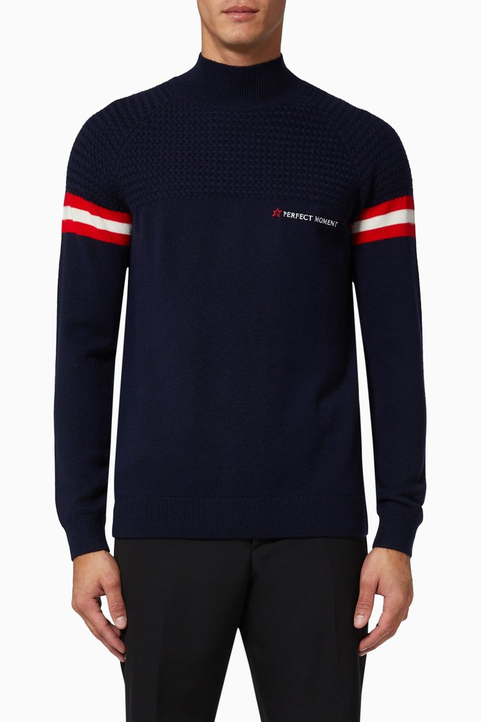 

Chamonix Turtleneck Sweater in Merino Wool Knit, Blue