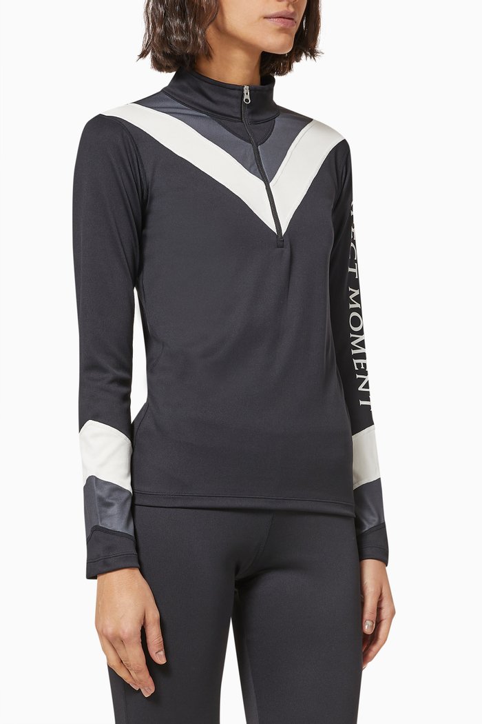 

Chevron Thermal 1/2 Zip Top, Black