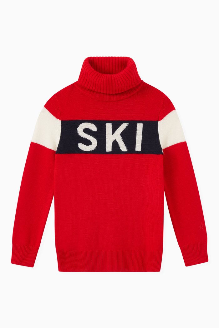 Ski II Turtleneck Sweater in Merino Wool Knit, Red