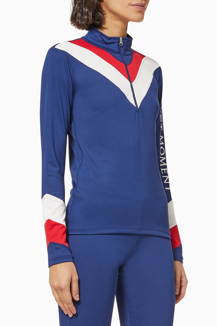 

Chevron Thermal 1/2 Zip Top, Blue