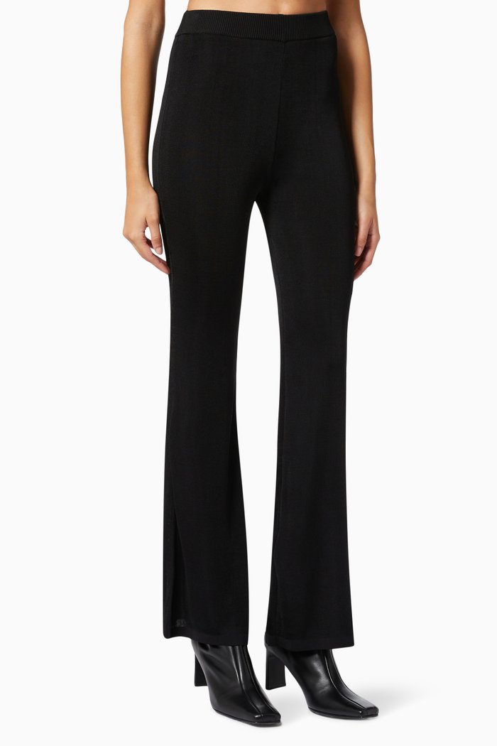 Moonstone High Waist Pants in Viscose Knit, Black