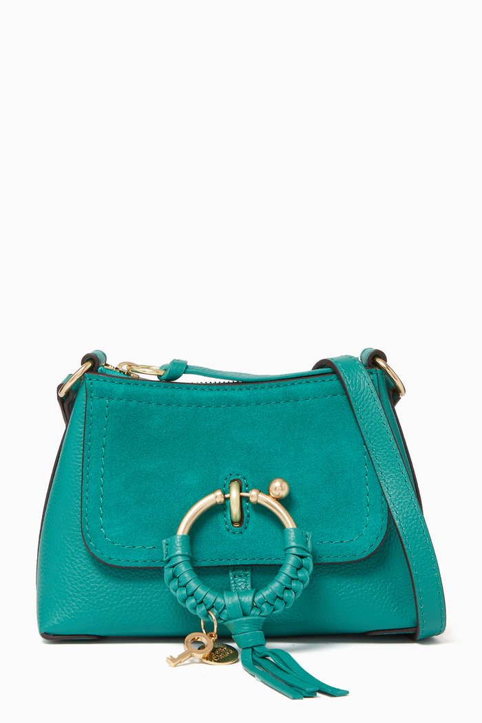 

Mini Joan Shoulder Bag in Grained Calfskin & Suede, Green