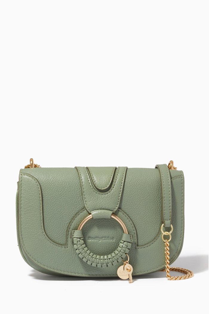 

Small Hana Crossbody Bag in Grained Goatskin, Green