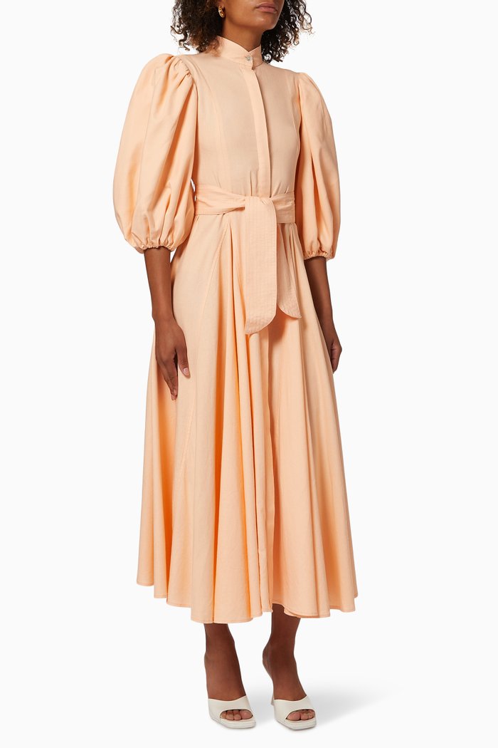Bromelia Dress in Linen, Orange