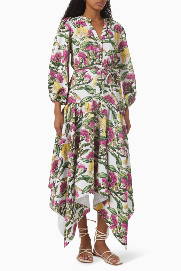 

Boca Dulce Floral Handkerchief Dress in Crepe, Multicolour