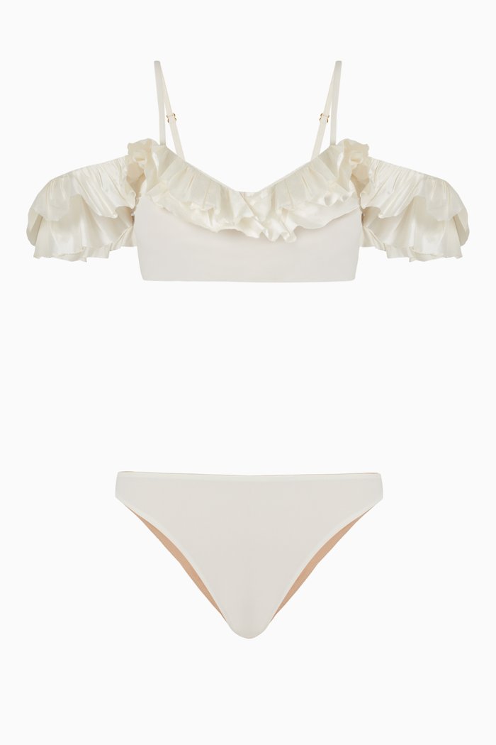 

Peony Off-the-shoulder Bikini Set, Neutral