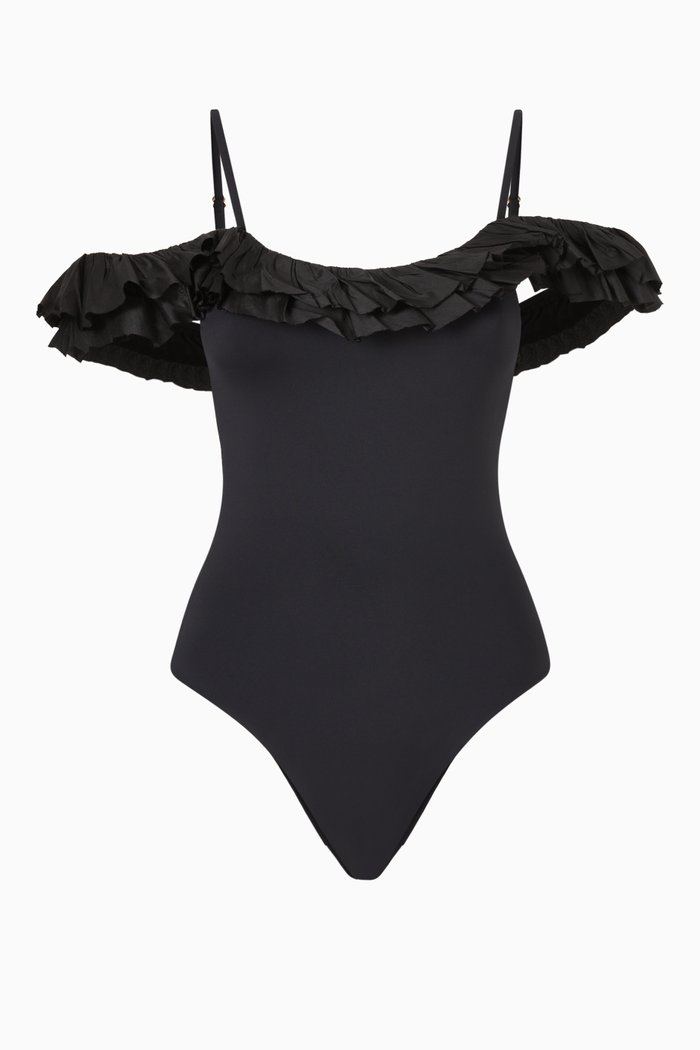 

Peony Off-the-shoulder Swimsuit, Black
