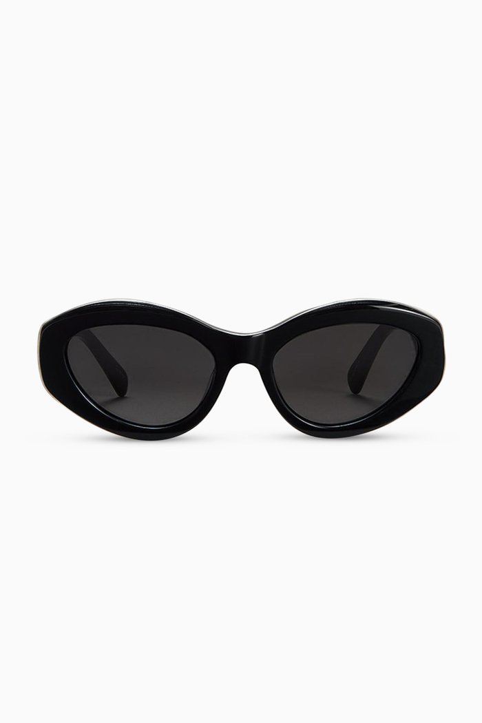 

09 Oval Cat-eye Sunglasses, Black