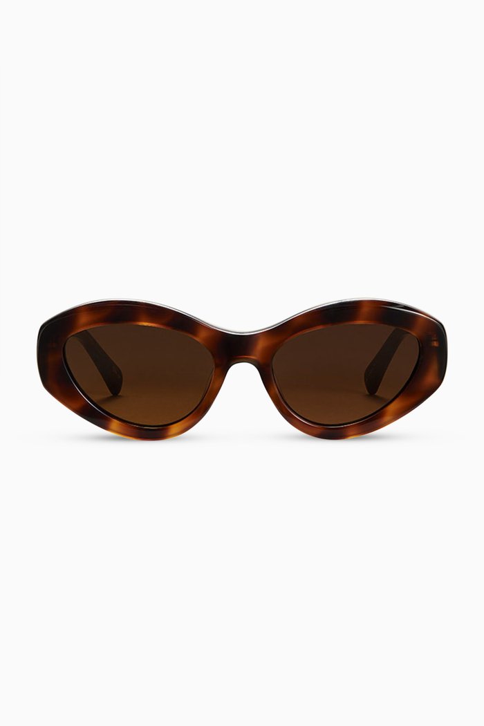 

09 Oval Cat-eye Sunglasses, Brown