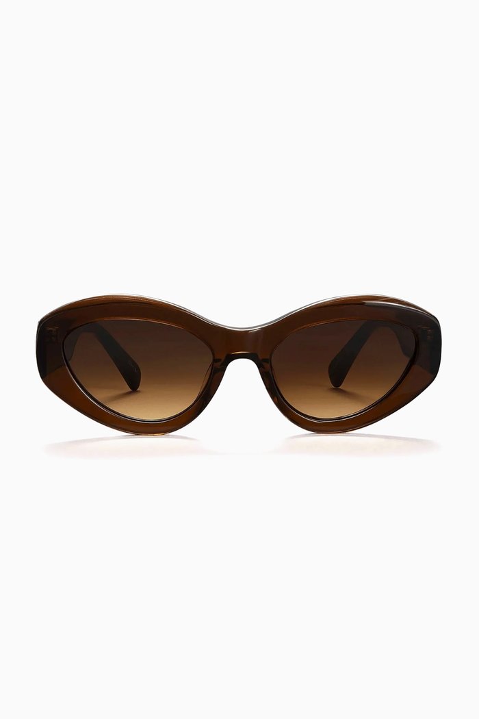 

09 Oval Cat-eye Sunglasses, Brown