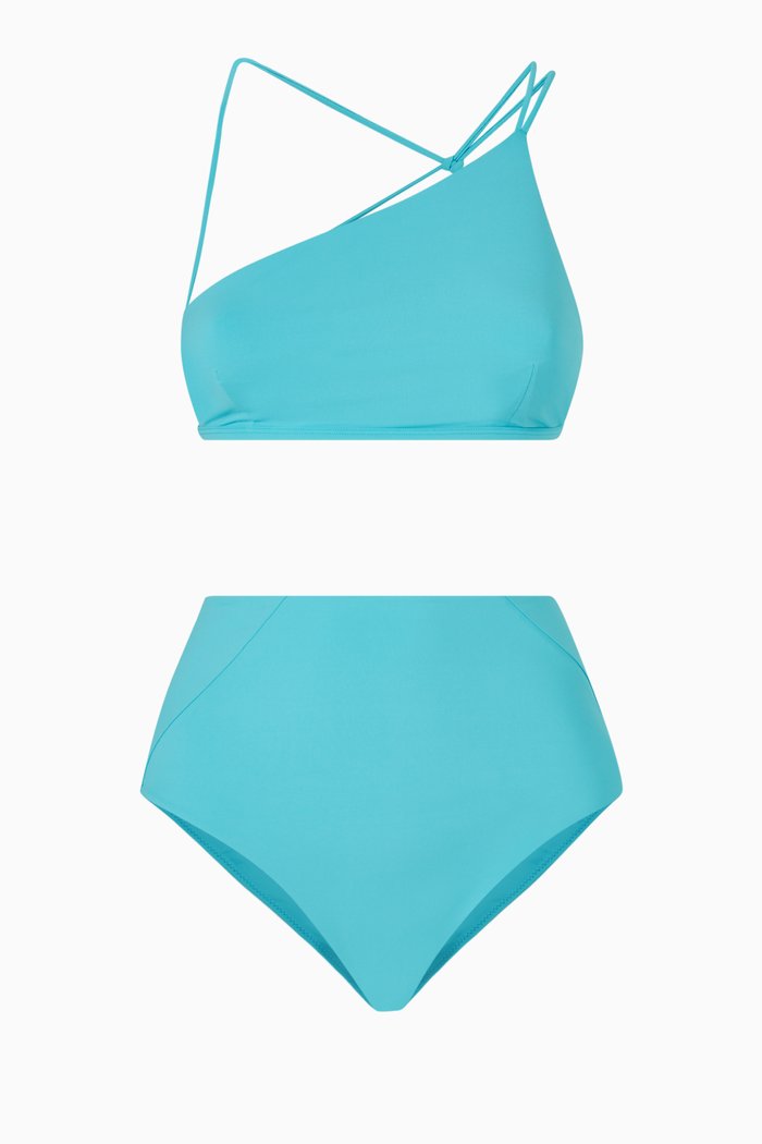 

Elevated Essentials Asymmetrical Bikini Set, Blue