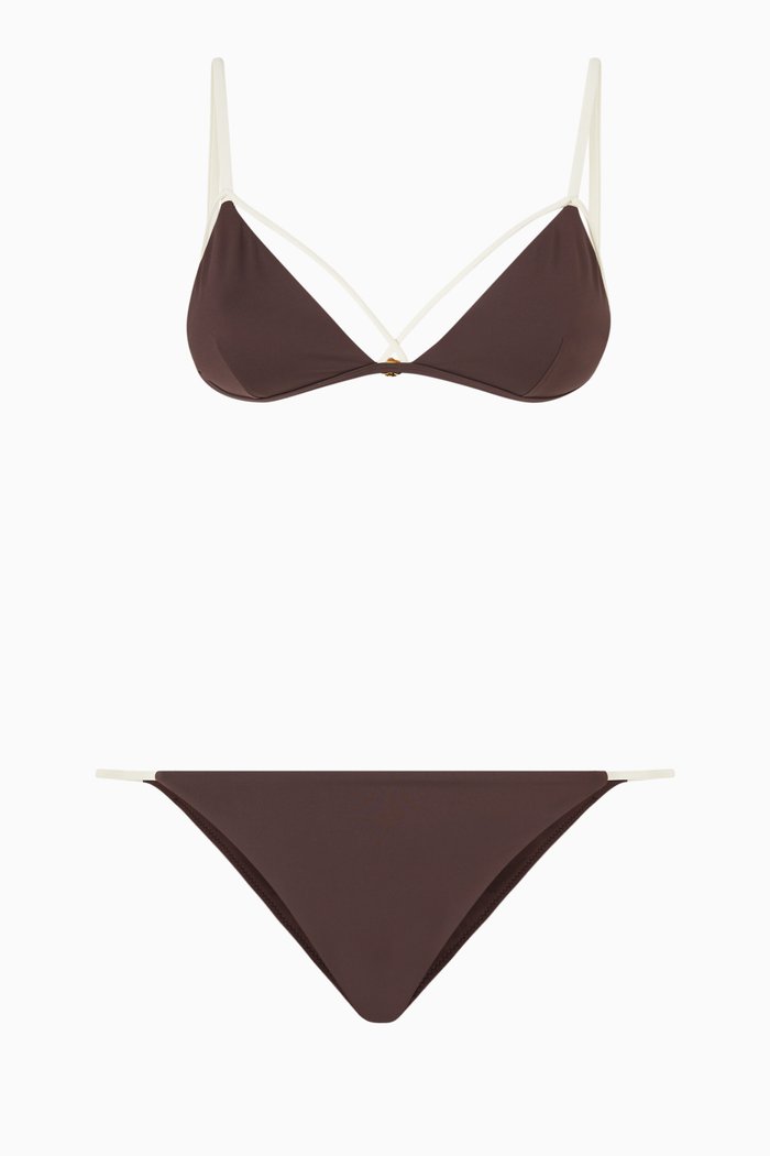 

Elevated Essentials Triangle Bikini Set, Brown