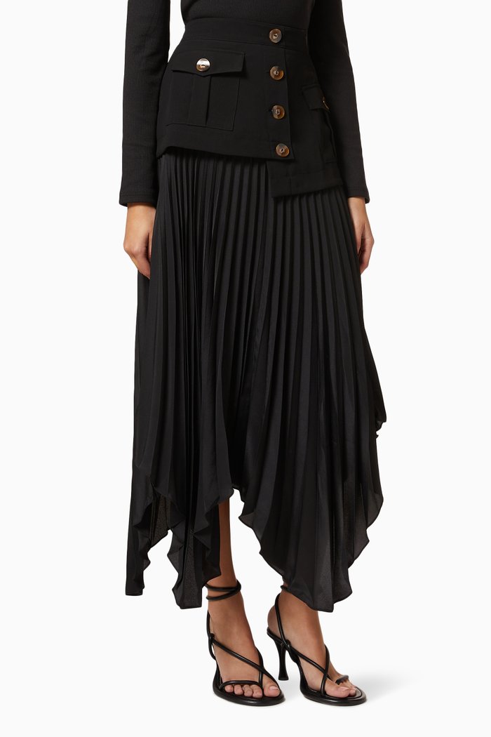 

Progressive Skirt in Crepe & Chiffon, Black