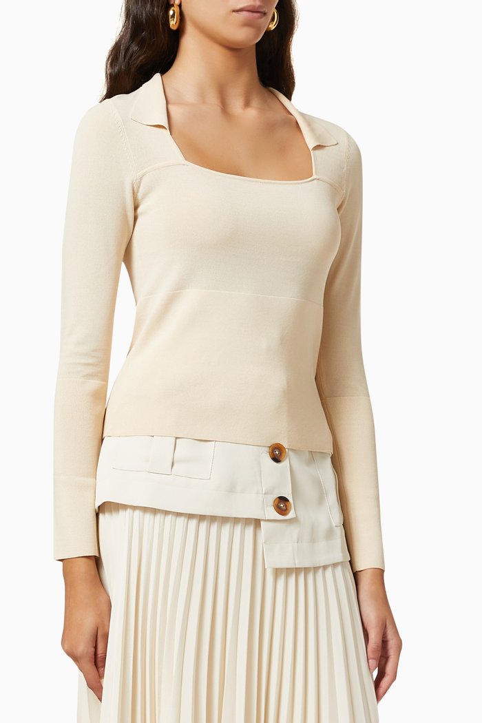 

Closure Top in Viscose-blend Knit, Neutral