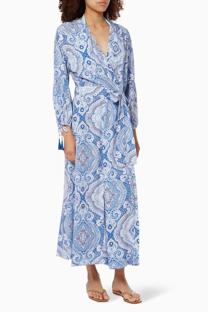 

Gabby Maxi Kaftan in Viscose, Blue
