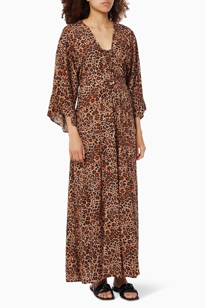 

Natalie Maxi Kaftan in Viscose, Brown