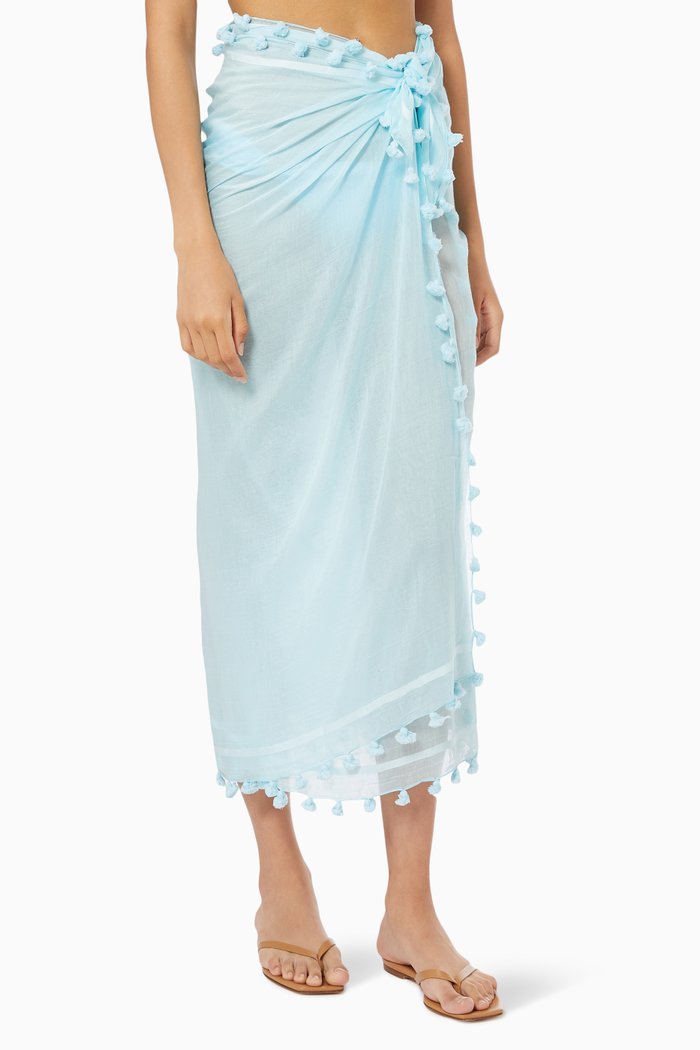 

Pareo Cover Up in Cotton & Silk Blend, Blue