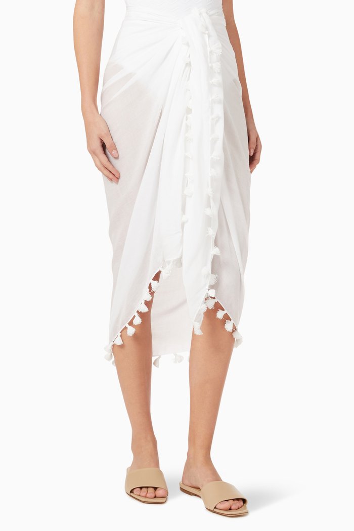 

Pareo Cover Up in Cotton & Silk Blend, White