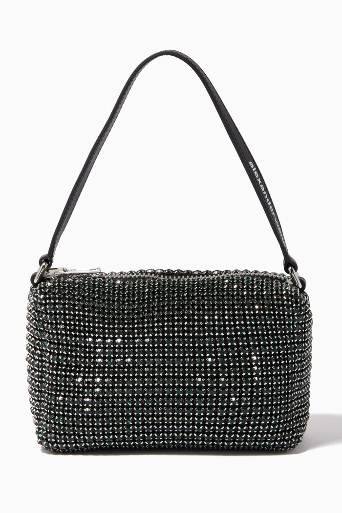 

Medium Heiress Pouch in Rhinestone Mesh, Green
