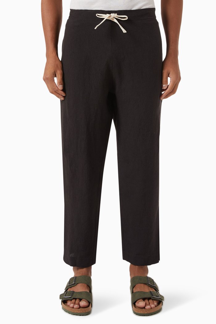 Drawstring Pants in Lightweight Linen, Black
