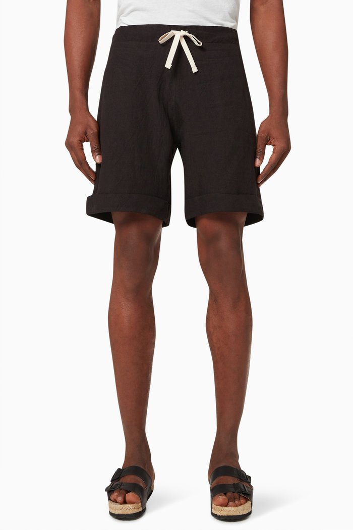 

Elasticated Shorts in Linen, Black