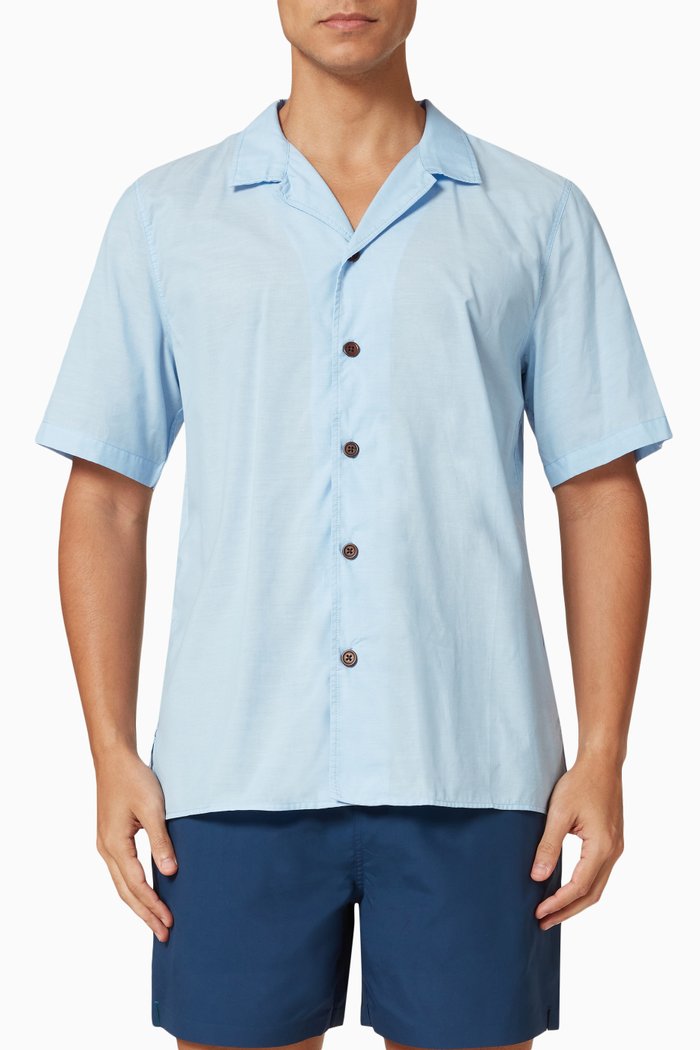 

Camp Collar Shirt in Cotton, Grey