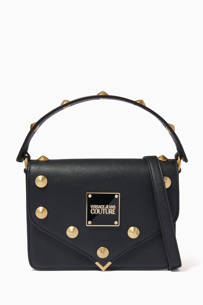 Studs Revolution Small Crossbody Bag in Nappa Leather, Black