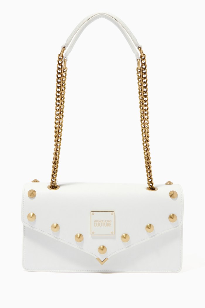

Studded Shoulder Bag in Leather, White